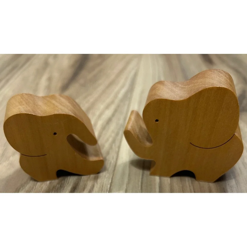 VTG Naef Wooden Elephant Pair Puzzle Toy Swiss Made Interlocking Figure RARE HTF